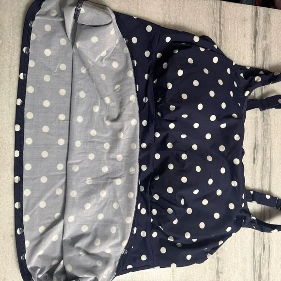 Lands' End Navy and White Polka Dot Swim Tankini - Picture 4 of 5